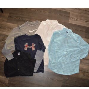 Boys Lot of 5 Long Sleeve Shirts Tops Nike Dress Athletic Shirts Medium 10-12